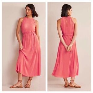 NWT Boden Halter Neck bright coral Maxi Dress